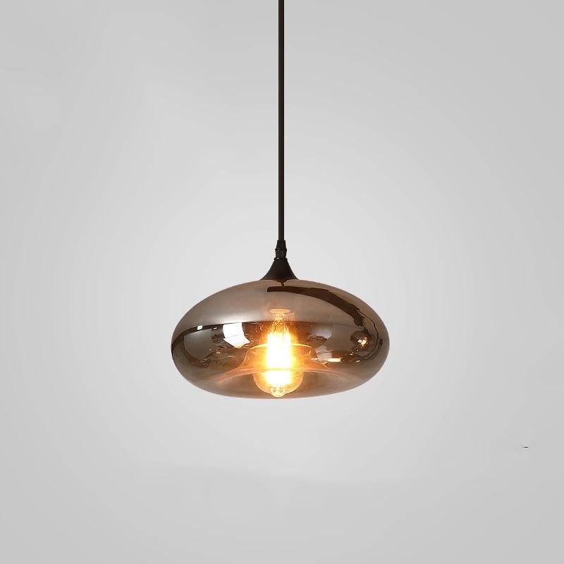 Luce a sospensione in vetro minimalista di giugno, grigio fumo