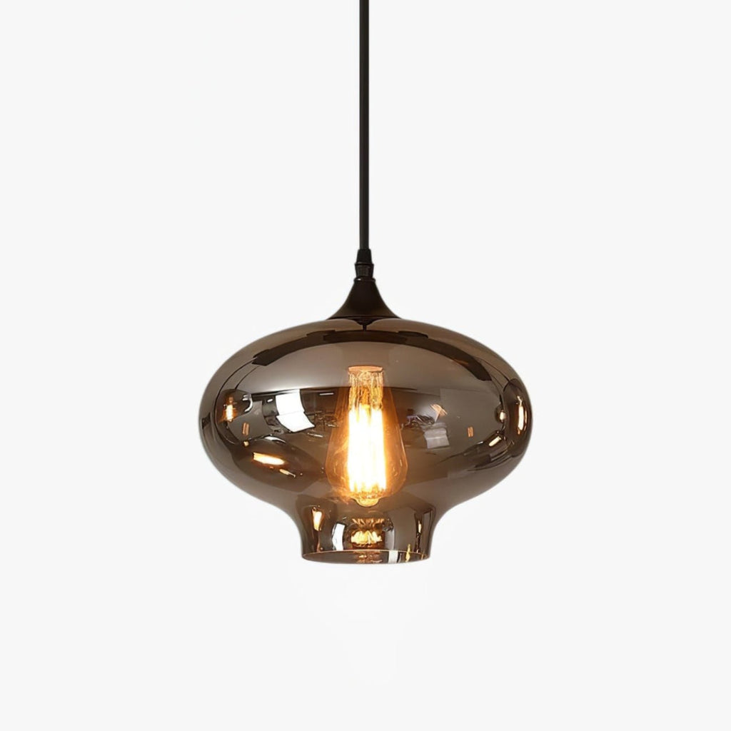 Luce a sospensione in vetro minimalista di giugno, grigio fumo