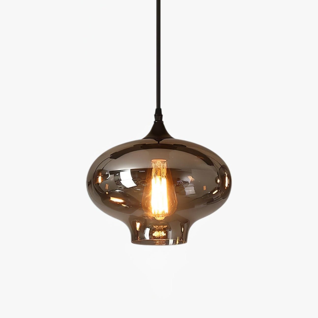 Luce a sospensione in vetro minimalista di giugno, grigio fumo