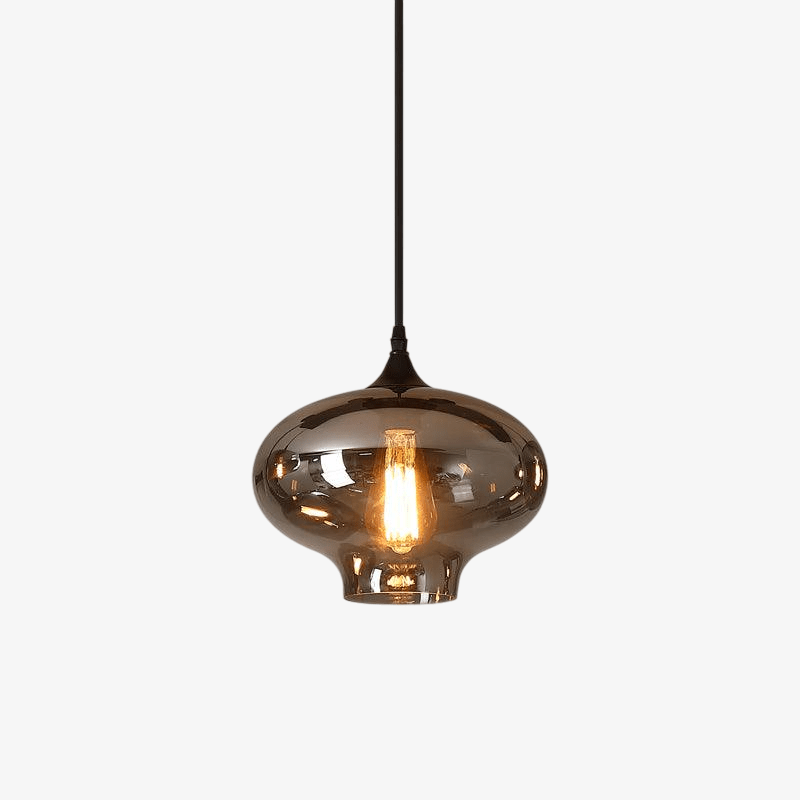Luce a sospensione in vetro minimalista di giugno, grigio fumo