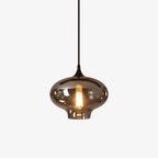 Luce a sospensione in vetro minimalista di giugno, grigio fumo