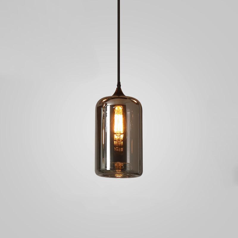 Luce a sospensione in vetro minimalista di giugno, grigio fumo