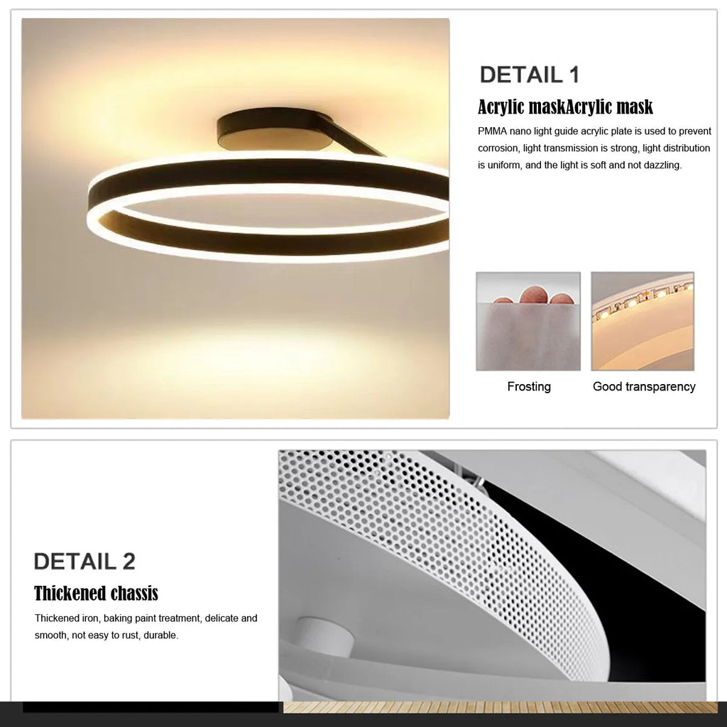 Solen Moderno Lampadario a Soffitto Circolare, Nero e Bianco