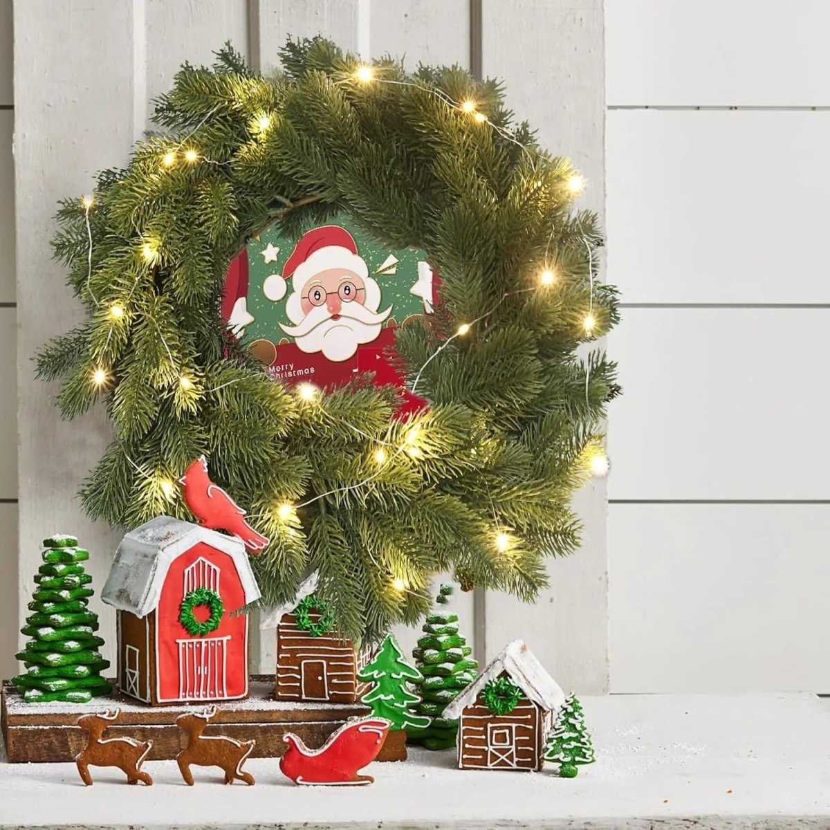 Corona di Natale LED con Luce Calda – Elegante Decorazione Natalizia Illuminata