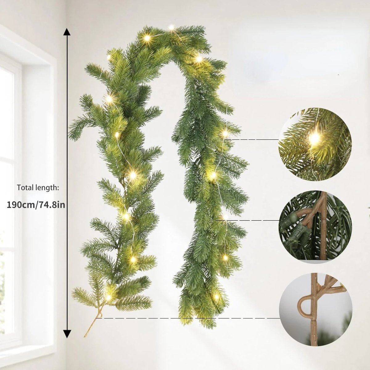 Corona di Natale LED con Luce Calda – Elegante Decorazione Natalizia Illuminata