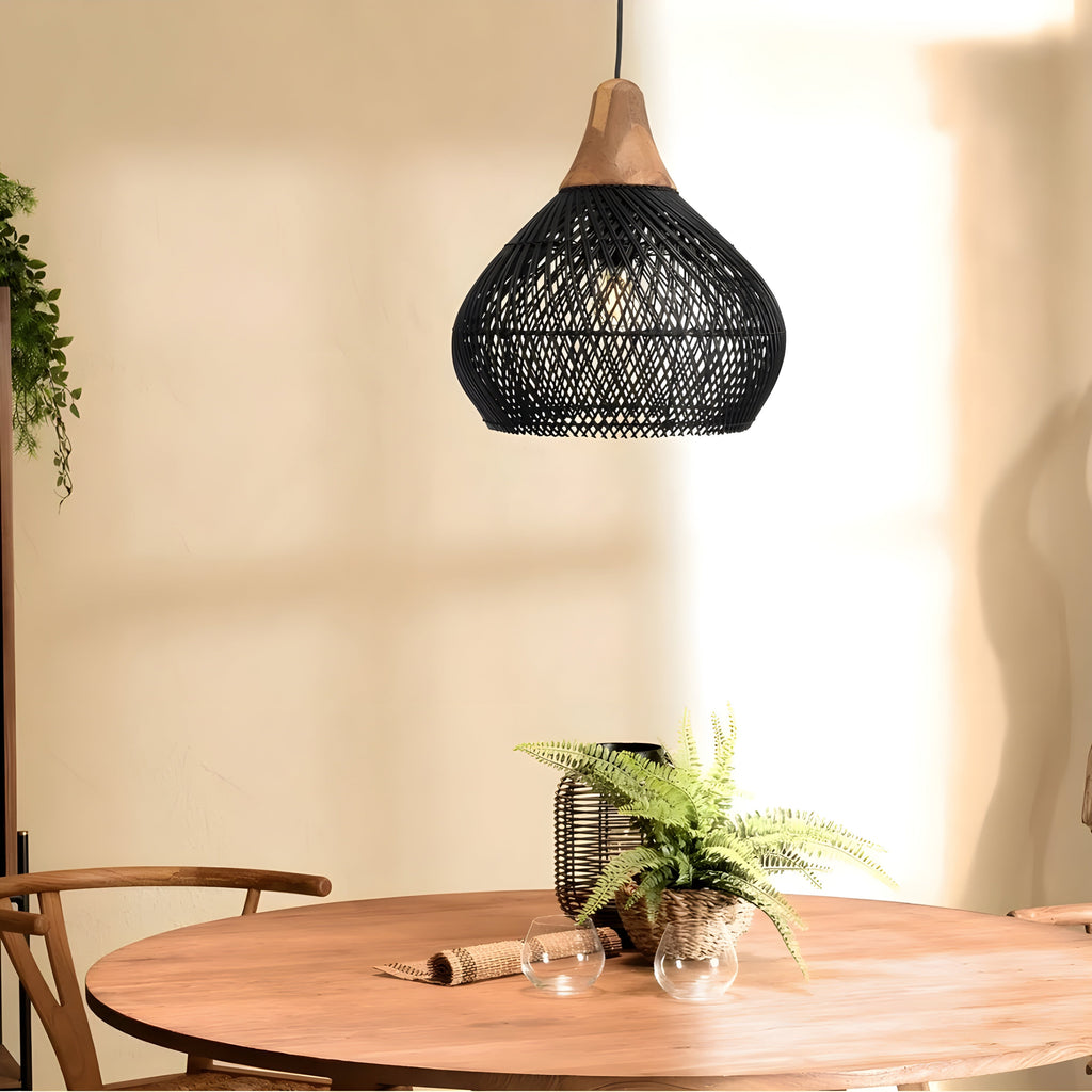 BistroBeam Light - Moderna Lampada a Sospensione in Rattan