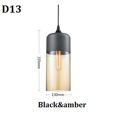 Lampada a sospensione moderna geometrica in vetro nero e ambra