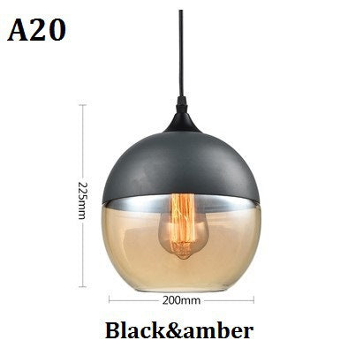 Lampada a sospensione moderna geometrica in vetro nero e ambra