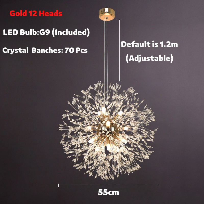 Lampada a Sospensione in Cristallo Dente di Leone Nordico