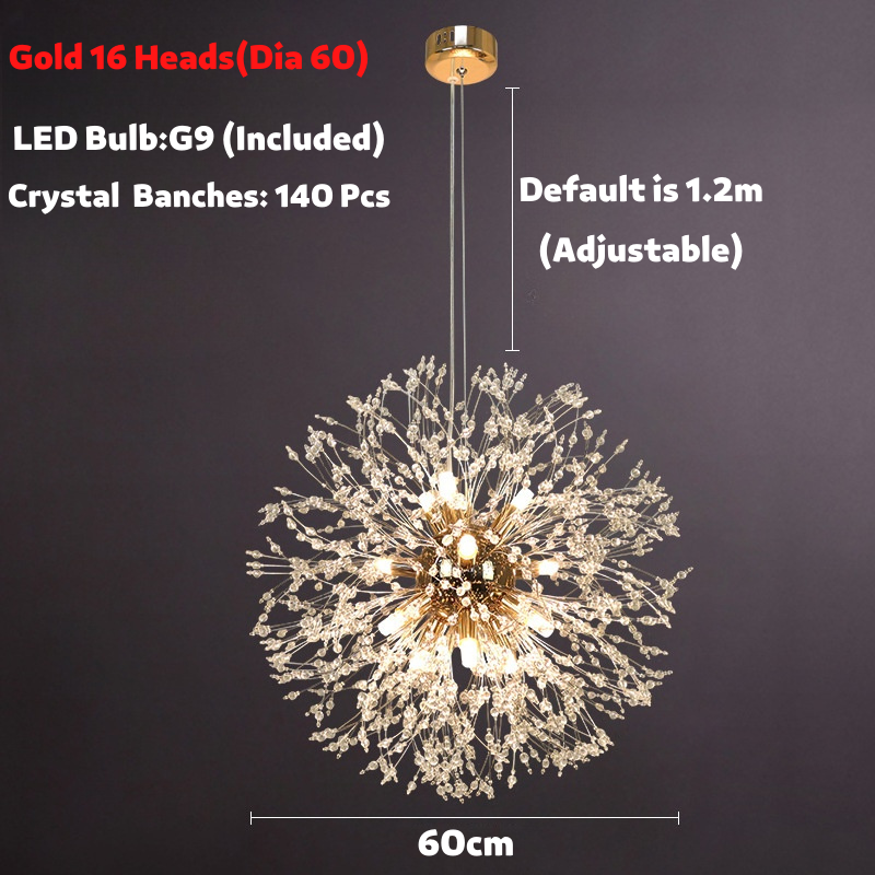 Lampada a Sospensione in Cristallo Dente di Leone Nordico