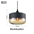 Lampada a sospensione moderna geometrica in vetro nero e ambra