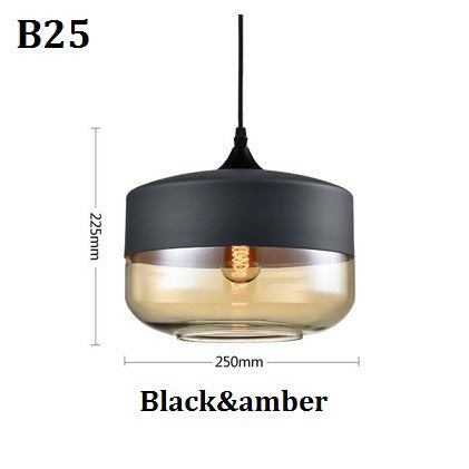 Lampada a sospensione moderna geometrica in vetro nero e ambra