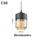Lampada a sospensione moderna geometrica in vetro nero e ambra