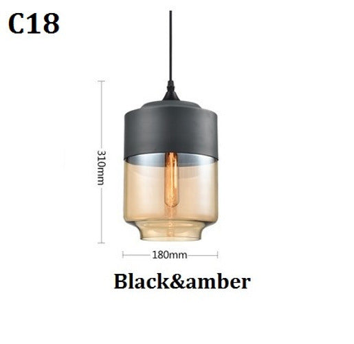 Lampada a sospensione moderna geometrica in vetro nero e ambra