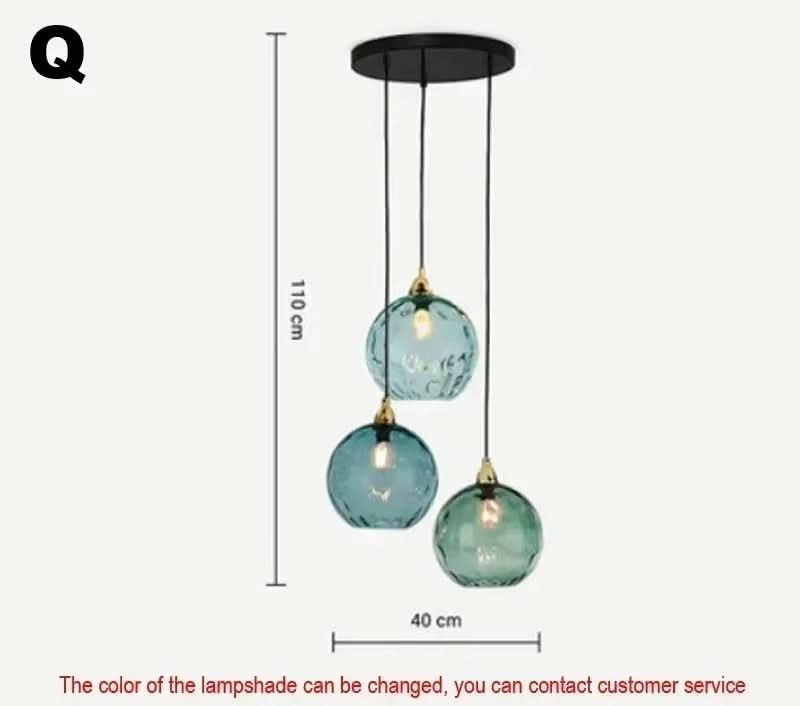 Glarefusion Moderno Semplice Lampada a Sospensione in Vetro con Motivo Acqua Colorata