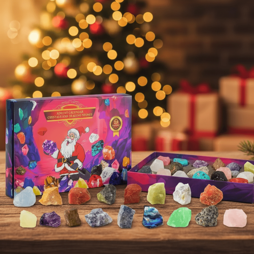 Calendario dell'Avvento con Pietre Preziose – 24 Veri Cristalli per Bambini