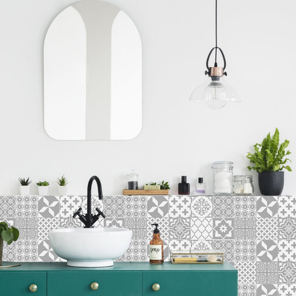 Adesivi per piastrelle portoghesi autoadesivi con motivo mandala colorato per decorazione murale di cucina e bagno set di 24 pezzi | Sansoti