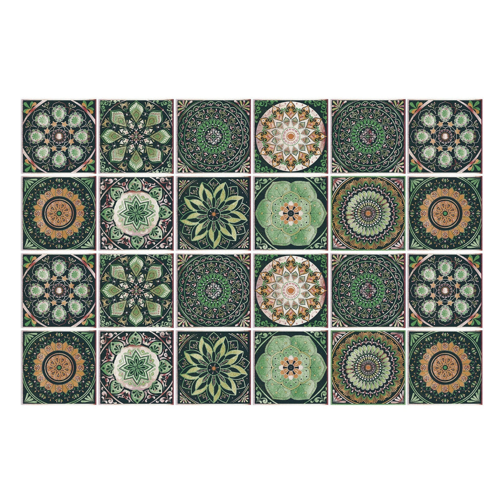 Adesivi per piastrelle portoghesi autoadesivi con motivo mandala colorato per decorazione murale di cucina e bagno set di 24 pezzi | Sansoti