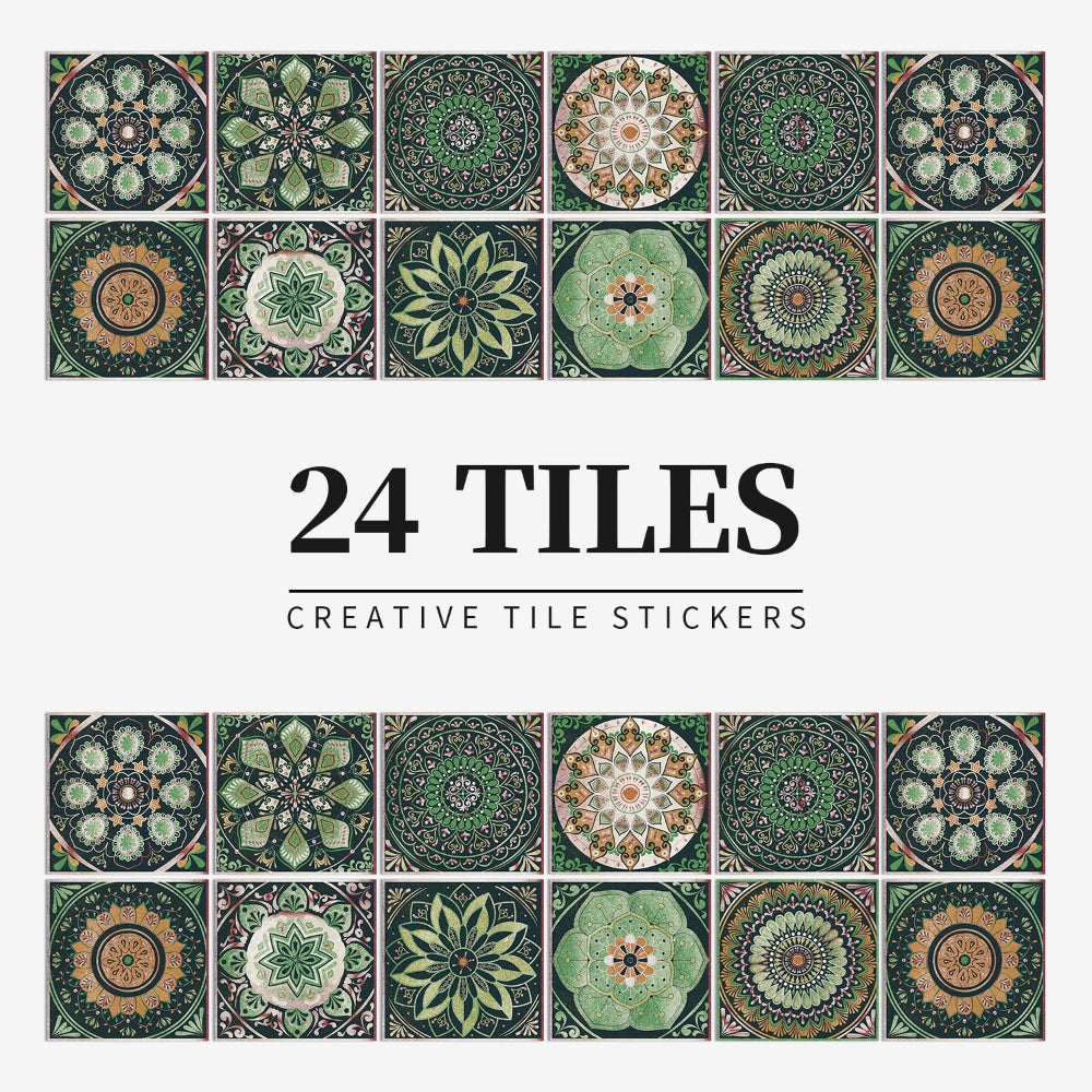 Adesivi per piastrelle portoghesi autoadesivi con motivo mandala colorato per decorazione murale di cucina e bagno set di 24 pezzi | Sansoti