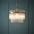 Lampadario Marietta in Ottone a 3 Luci - Aste di Vetro