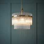 Lampadario Marietta in Ottone a 3 Luci - Aste di Vetro
