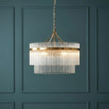 Lampadario Marietta in Ottone con 5 Luci - Aste di Vetro