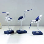 Set di Sculture in Legno di Uccelli Marini