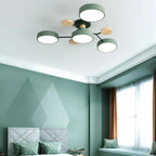 Lampada da soffitto Masmon – Metallo & Acrilico – Verde & Legno – Ø 85/90/94 cm – Design moderno per il soggiorno
