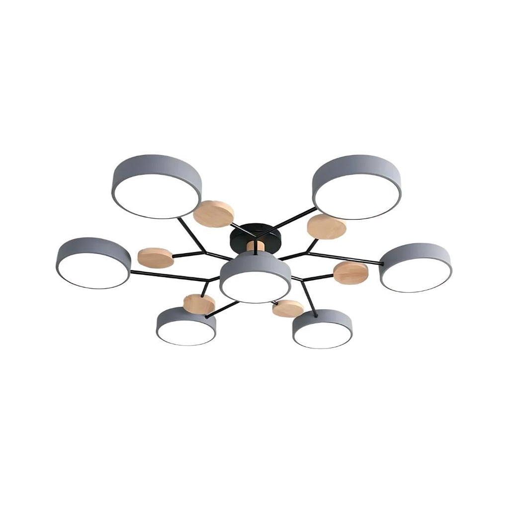 Lampada da soffitto Masmon – Metallo & Acrilico – Verde & Legno – Ø 85/90/94 cm – Design moderno per il soggiorno