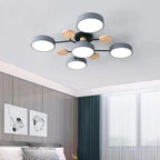 Lampada da soffitto Masmon – Metallo & Acrilico – Verde & Legno – Ø 85/90/94 cm – Design moderno per il soggiorno