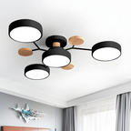 Lampada da soffitto Masmon – Metallo & Acrilico – Verde & Legno – Ø 85/90/94 cm – Design moderno per il soggiorno