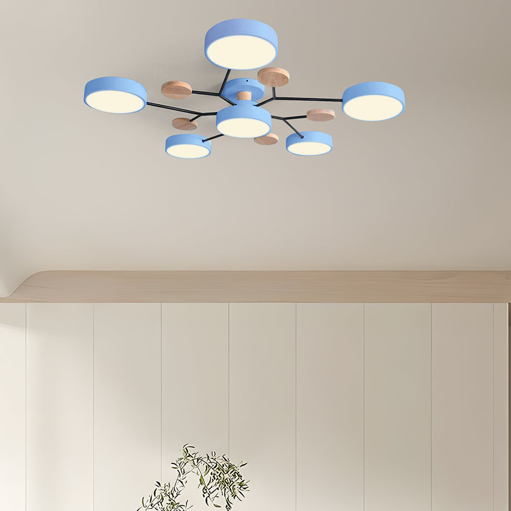 Lampada da soffitto Masmon – Metallo & Acrilico – Verde & Legno – Ø 85/90/94 cm – Design moderno per il soggiorno