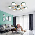 Lampada da soffitto Masmon – Metallo & Acrilico – Verde & Legno – Ø 85/90/94 cm – Design moderno per il soggiorno