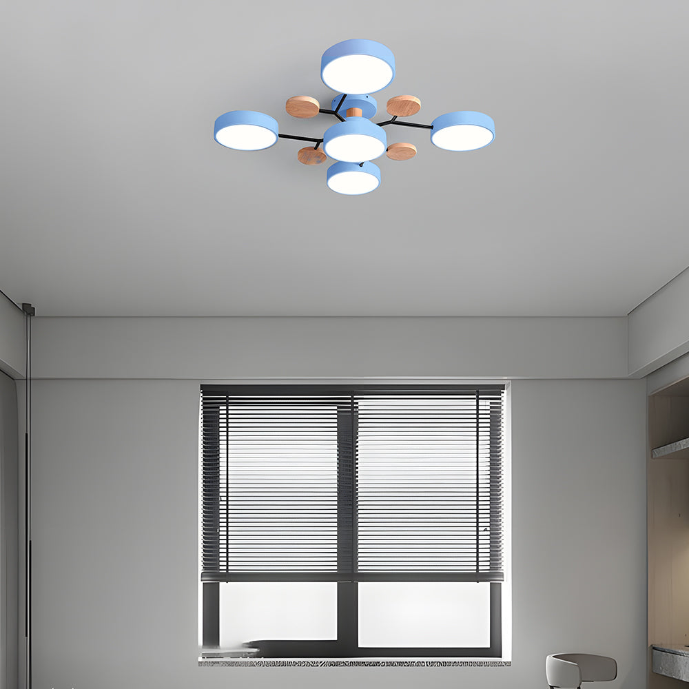 Lampada da soffitto Masmon – Metallo & Acrilico – Verde & Legno – Ø 85/90/94 cm – Design moderno per il soggiorno