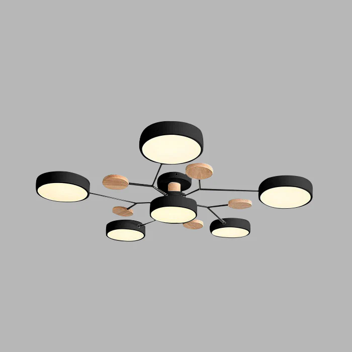 Lampada da soffitto Masmon – Metallo & Acrilico – Verde & Legno – Ø 85/90/94 cm – Design moderno per il soggiorno
