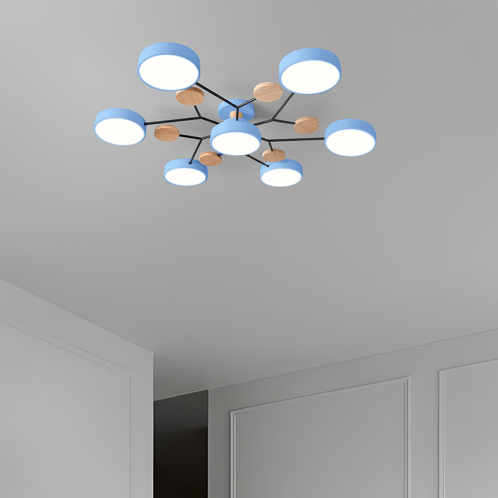 Lampada da soffitto Masmon – Metallo & Acrilico – Verde & Legno – Ø 85/90/94 cm – Design moderno per il soggiorno
