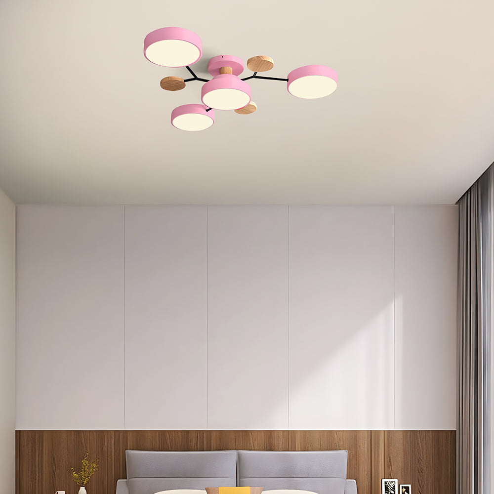 Lampada da soffitto Masmon – Metallo & Acrilico – Verde & Legno – Ø 85/90/94 cm – Design moderno per il soggiorno