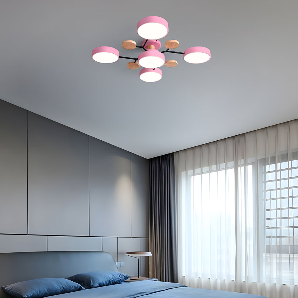 Lampada da soffitto Masmon – Metallo & Acrilico – Verde & Legno – Ø 85/90/94 cm – Design moderno per il soggiorno