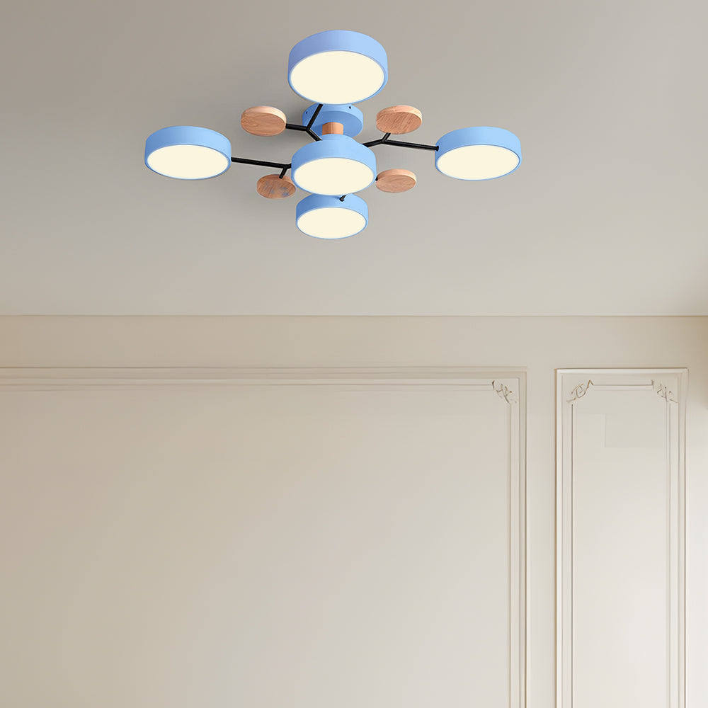 Lampada da soffitto Masmon – Metallo & Acrilico – Verde & Legno – Ø 85/90/94 cm – Design moderno per il soggiorno