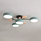 Lampada da soffitto Masmon – Metallo & Acrilico – Verde & Legno – Ø 85/90/94 cm – Design moderno per il soggiorno