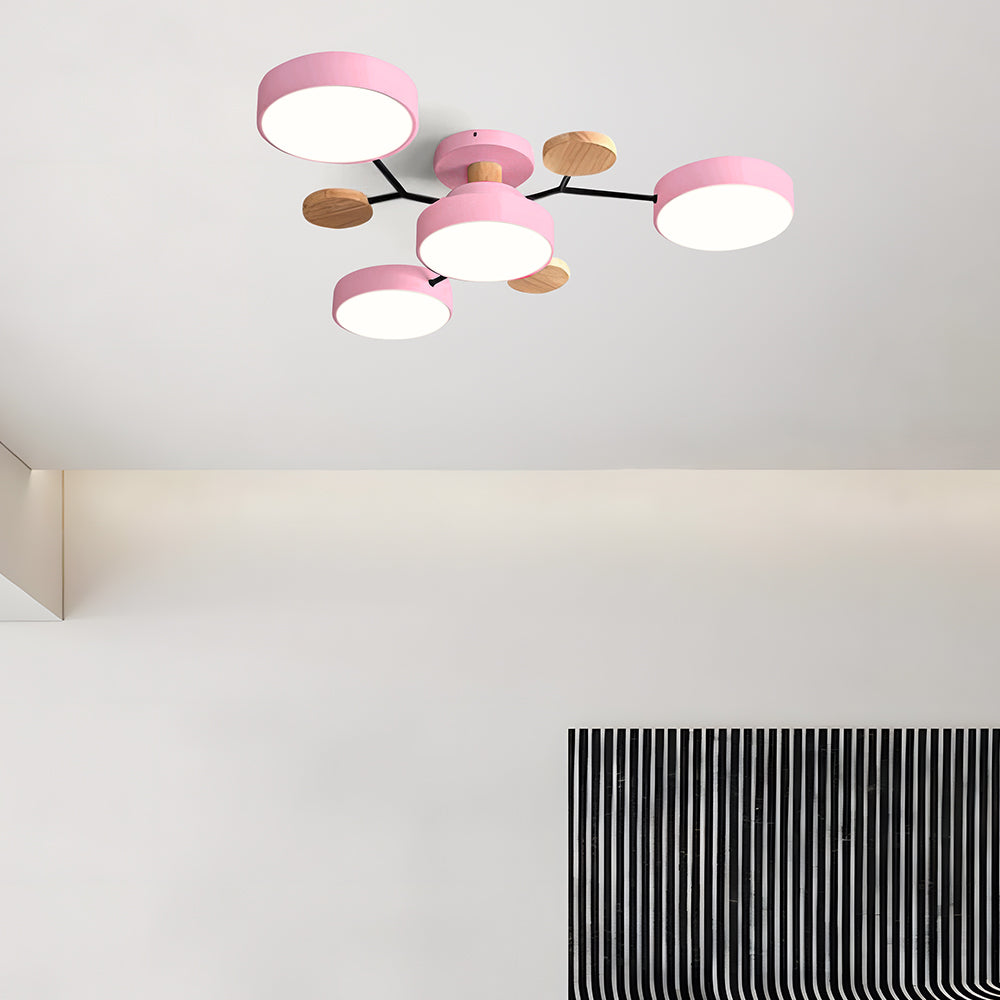 Lampada da soffitto Masmon – Metallo & Acrilico – Verde & Legno – Ø 85/90/94 cm – Design moderno per il soggiorno