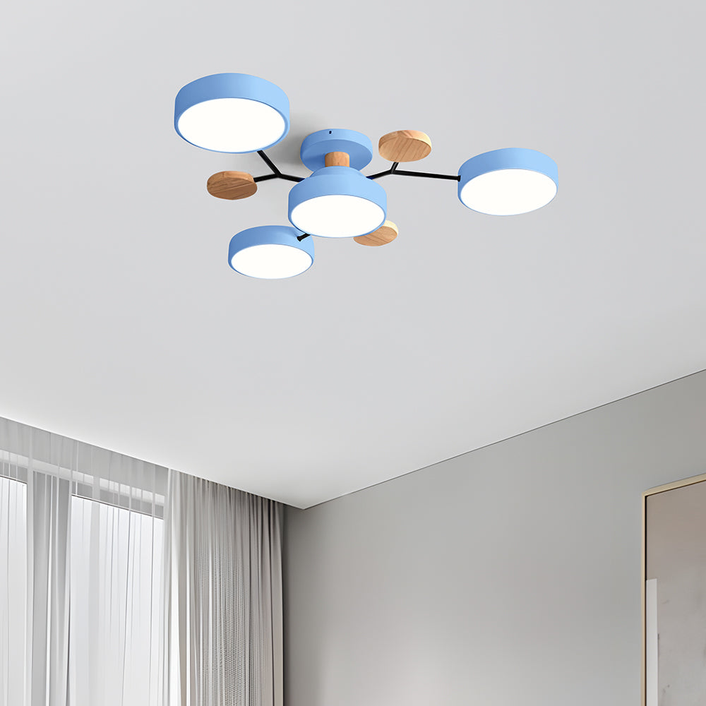 Lampada da soffitto Masmon – Metallo & Acrilico – Verde & Legno – Ø 85/90/94 cm – Design moderno per il soggiorno