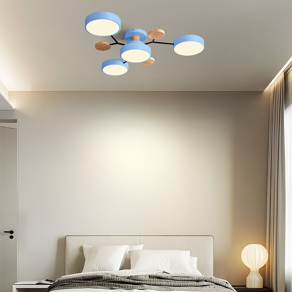 Lampada da soffitto Masmon – Metallo & Acrilico – Verde & Legno – Ø 85/90/94 cm – Design moderno per il soggiorno