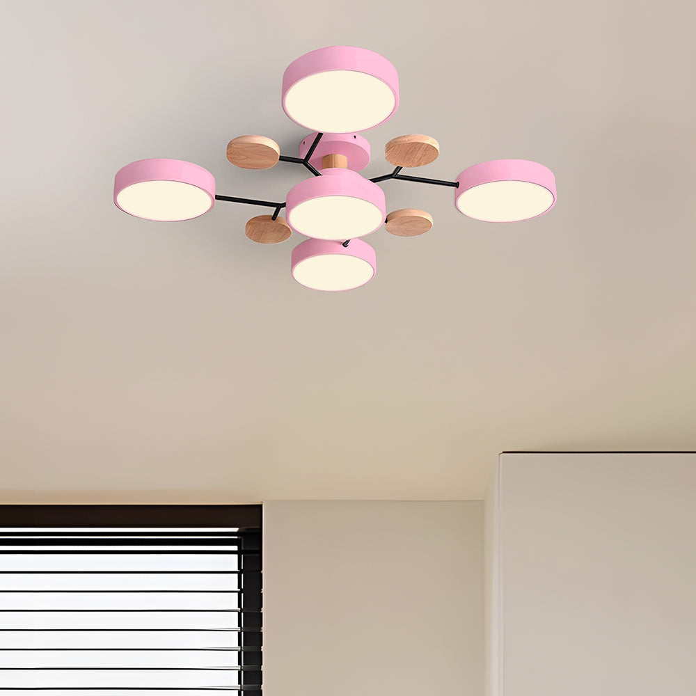 Lampada da soffitto Masmon – Metallo & Acrilico – Verde & Legno – Ø 85/90/94 cm – Design moderno per il soggiorno