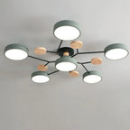 Lampada da soffitto Masmon – Metallo & Acrilico – Verde & Legno – Ø 85/90/94 cm – Design moderno per il soggiorno