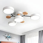 Lampada da soffitto Masmon – Metallo & Acrilico – Verde & Legno – Ø 85/90/94 cm – Design moderno per il soggiorno