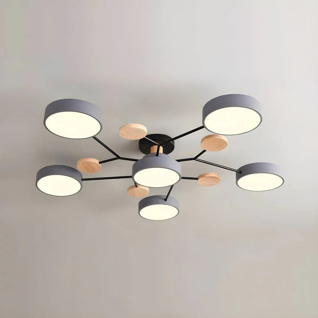 Lampada da soffitto Masmon – Metallo & Acrilico – Verde & Legno – Ø 85/90/94 cm – Design moderno per il soggiorno