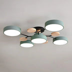 Lampada da soffitto Masmon – Metallo & Acrilico – Verde & Legno – Ø 85/90/94 cm – Design moderno per il soggiorno