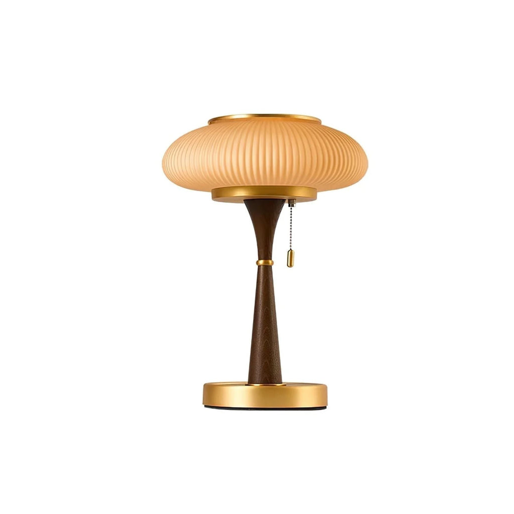 Lampada da Tavolo Matsuteko – Legno di Noce e Vetro – Luce Calda – Stile Retro – E26/E27