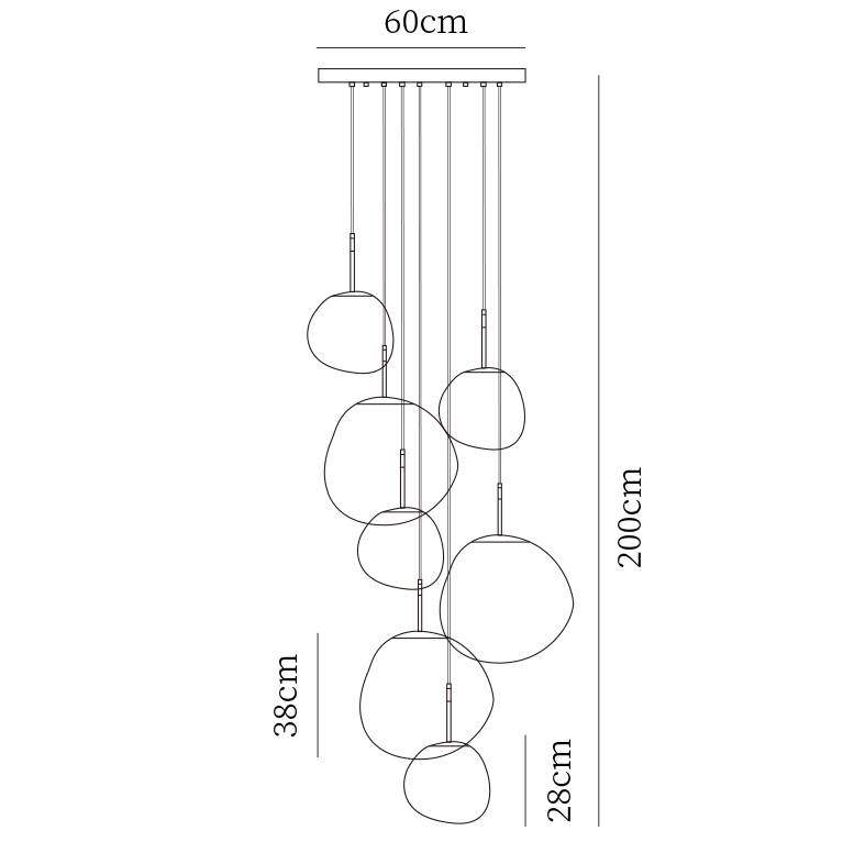 Lampada a sospensione multi-flame | Design scultoreo Melt